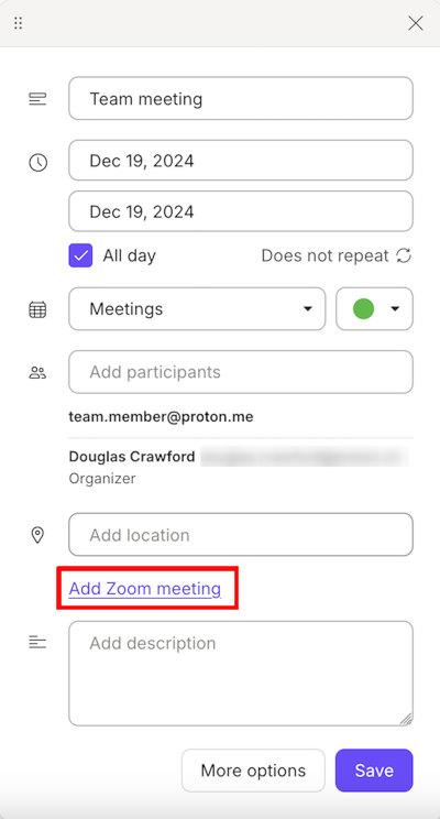 Add Zoom meeting.