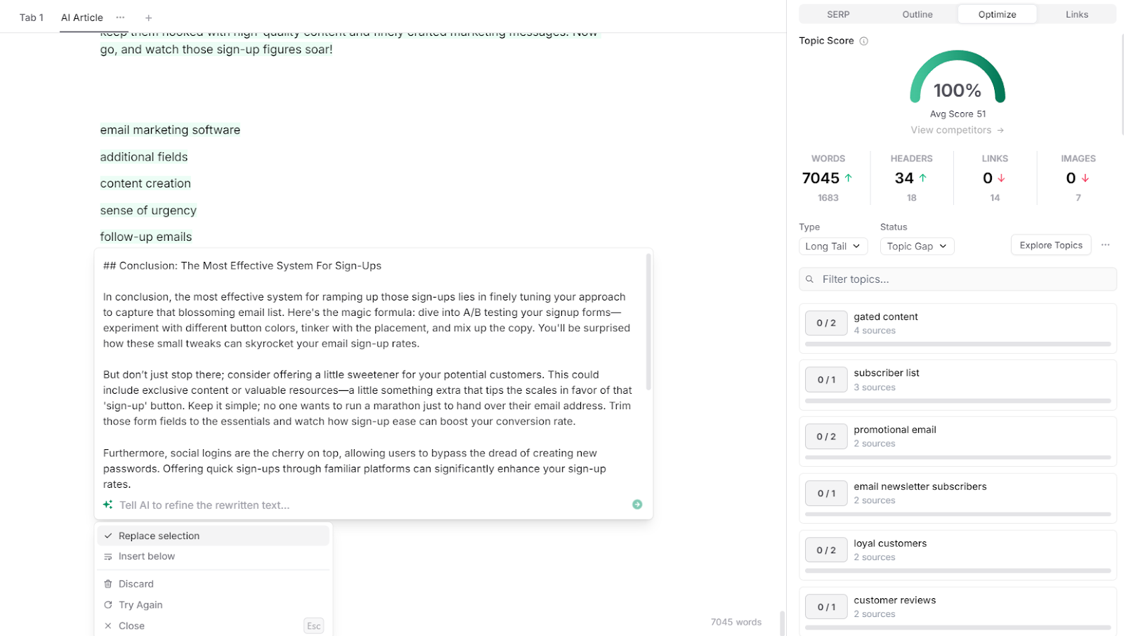 How to optimize AI content keywords on Frase