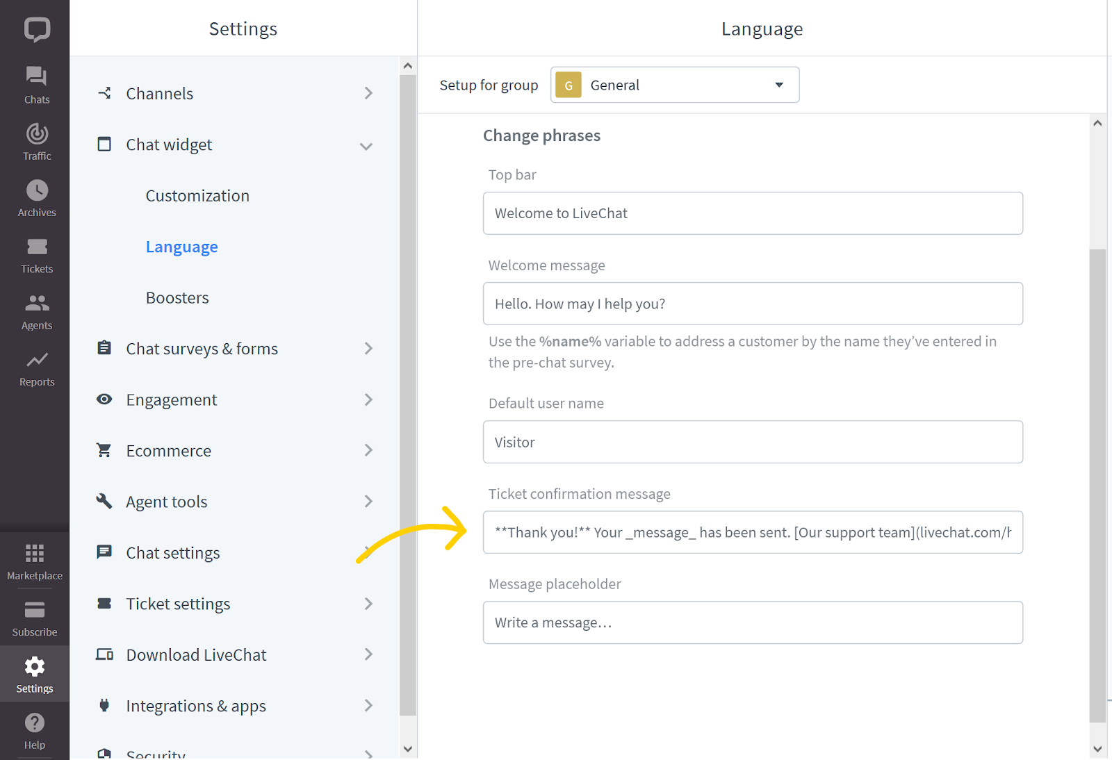 Use Markdown to format text in ticket confirmation.