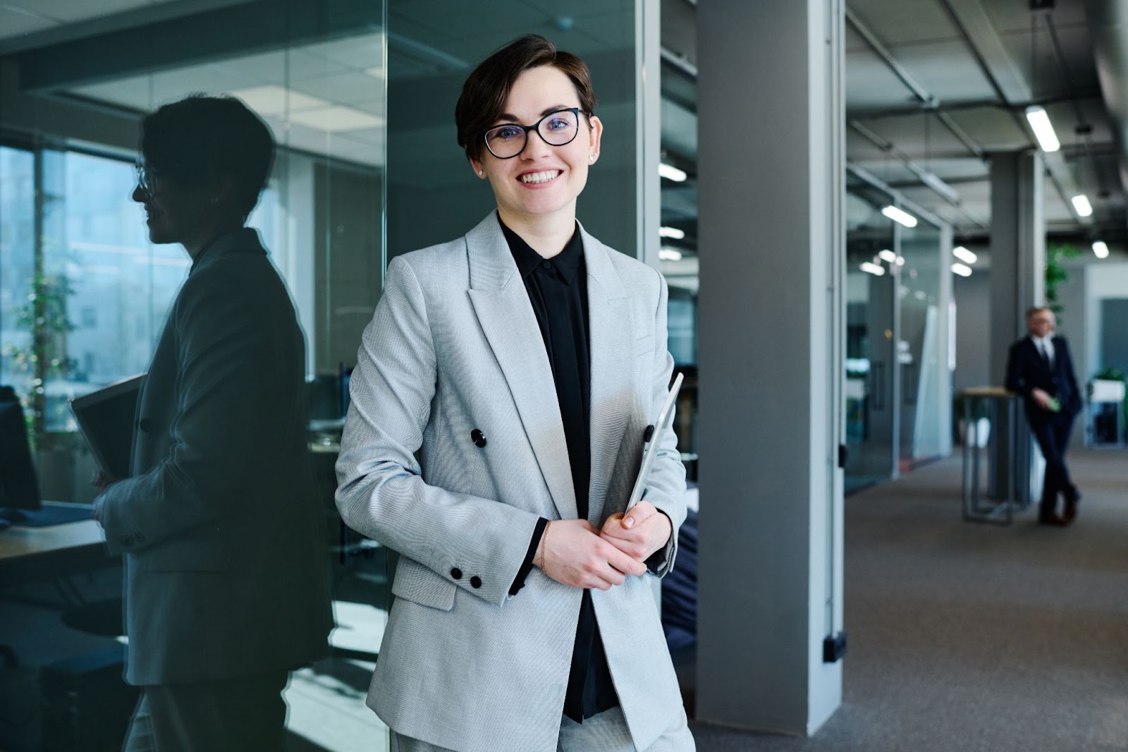 Professional woman in a modern suit separate