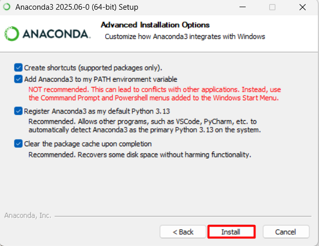Installing anaconda software