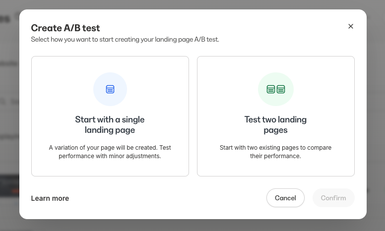 Kajabi's A/B testing for landing pages