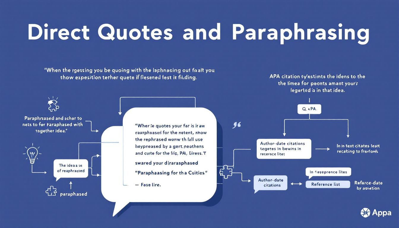 Visual representation of direct quotes and paraphrasing in APA.