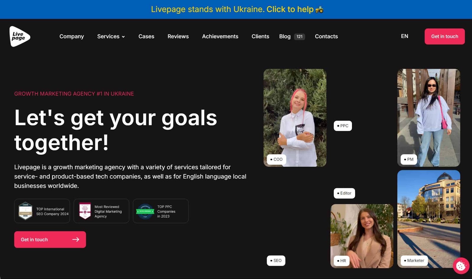 Screenshot of Livepage website