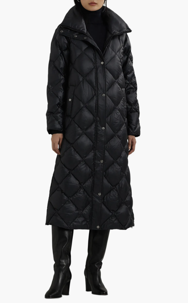 Soft Quilted Down Snap Front Coat Lauren Ralph Lauren at Nordstrom