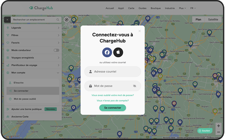 carte des bornes de recharge