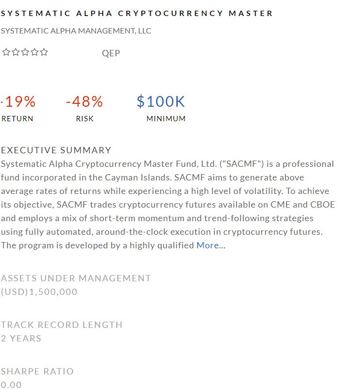 Systematic Alpha Cryptocurrency Arbitrage Master Fund