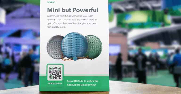 A Video QR Code enables easy access to a product video at a trade show