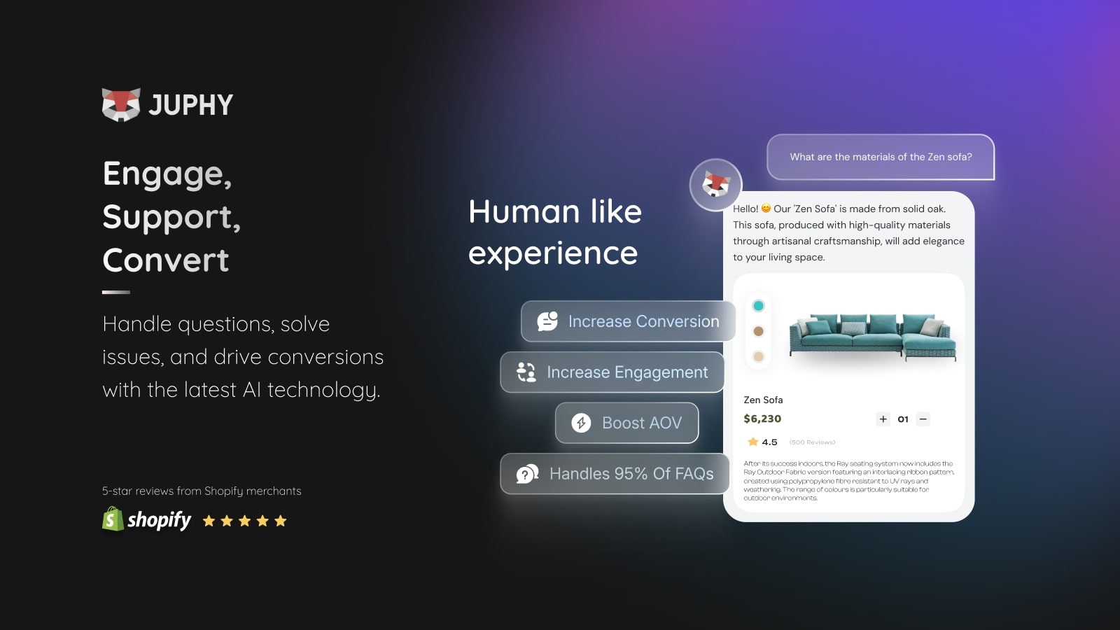 Juphy’s AI Agent makes product search and discovery much easier as it offers real-time product recommendations that make shopping feel personal.