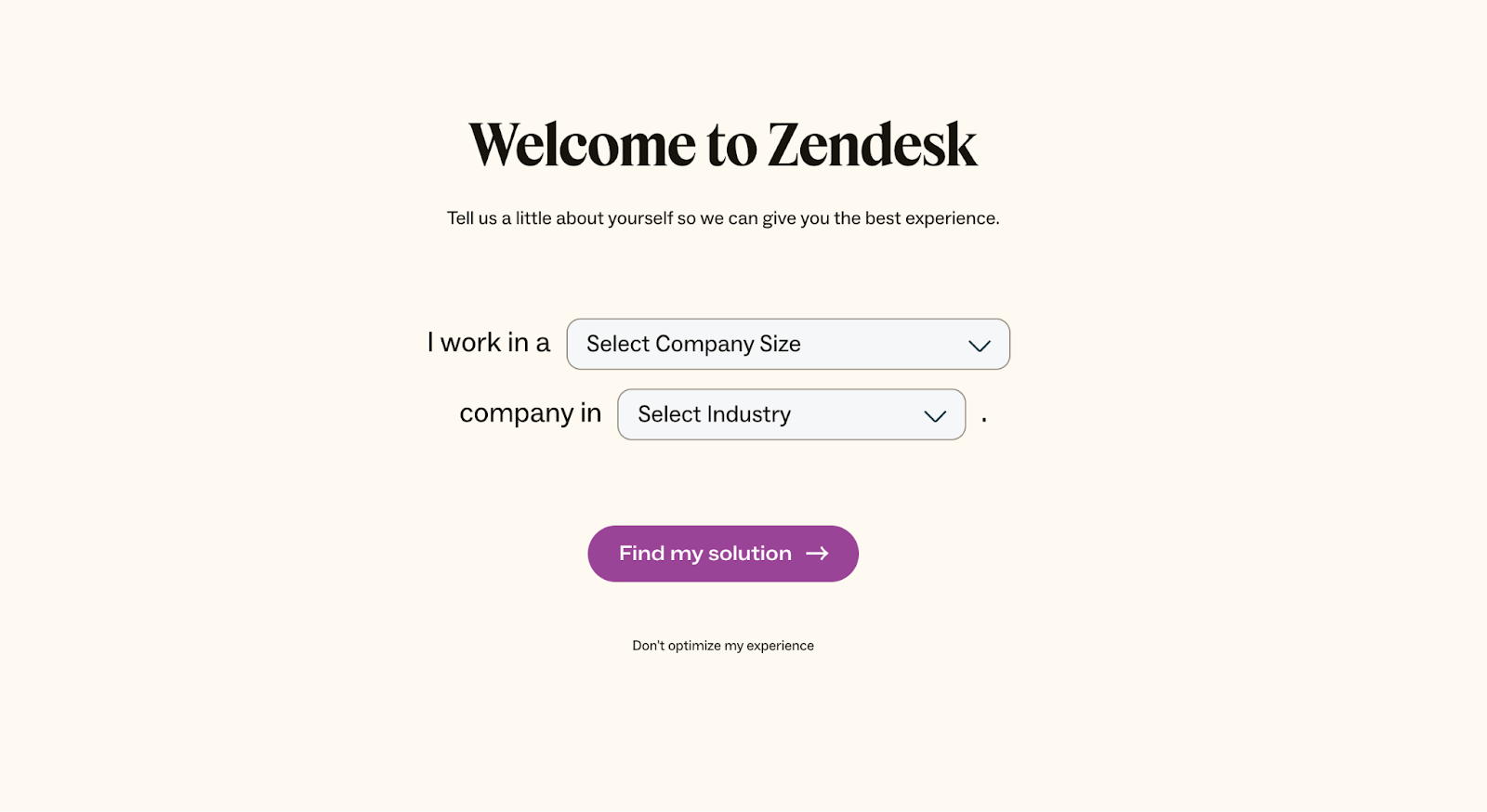 Zendesk landing page