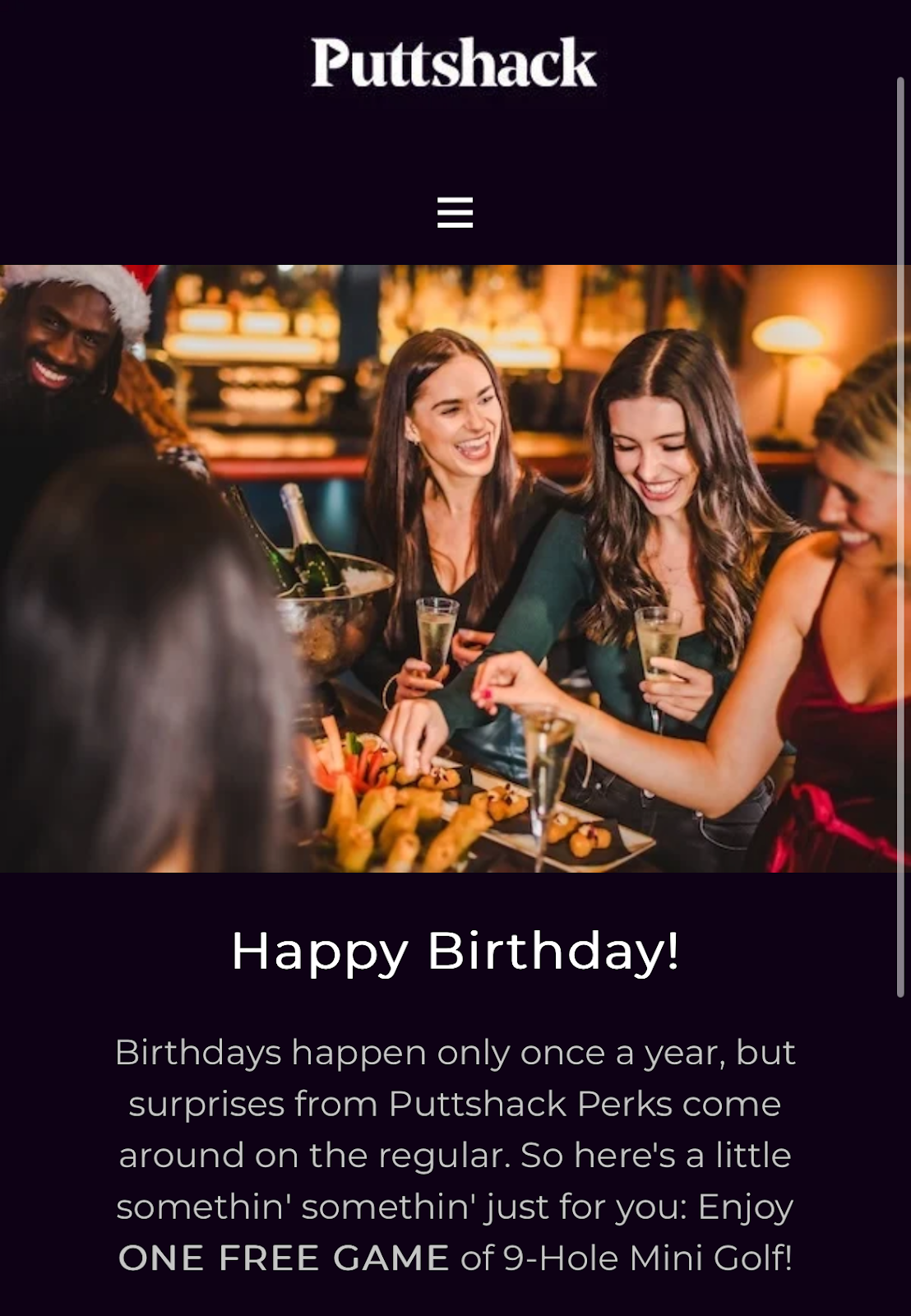 birthday marketing idea from puttshack