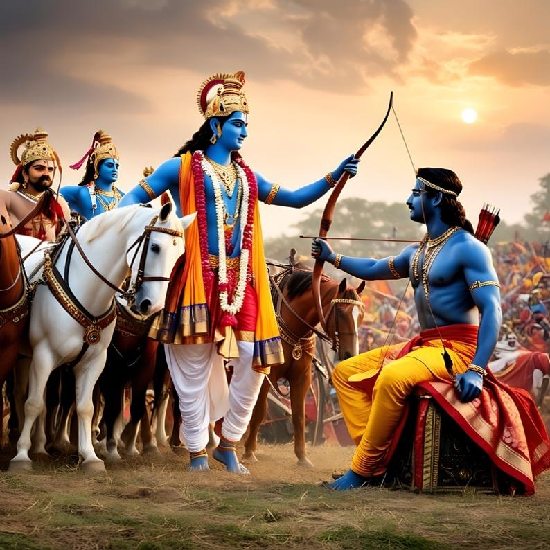 Krishna And Arjuna On The Battlefield Of Kurukshetra Photo Photo | JPG Free  Download - Pikbest