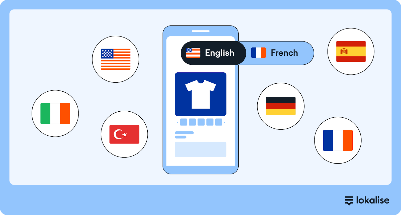 A language selector on an ecommerce store