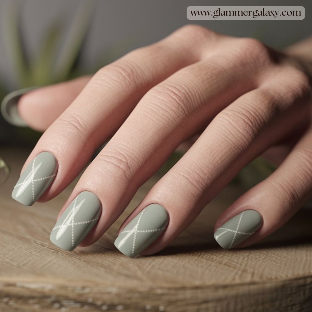 Hot summer nails having Sage + pearl