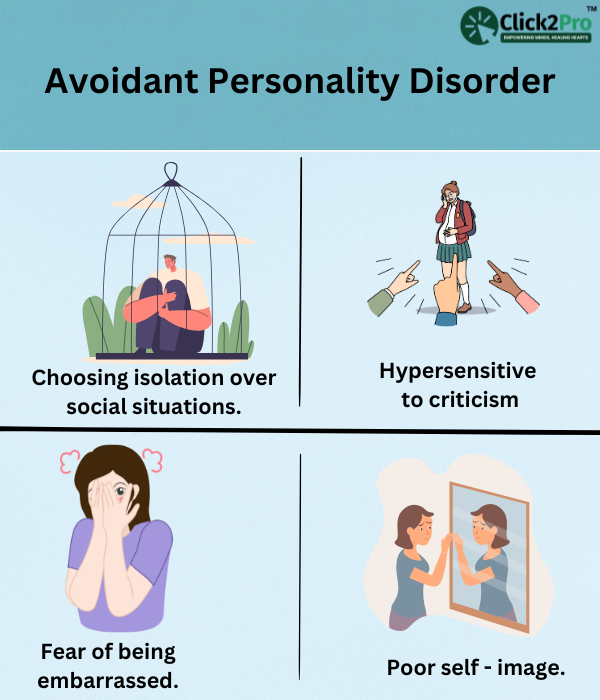 Illustration of Avoidant Personality Disorder traits: isolation, fear of criticism, and poor self-image.