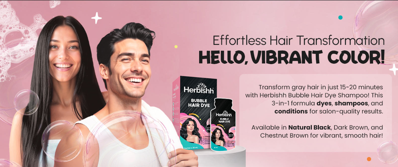 Bubble Foam Hair Dye Color Shampoo