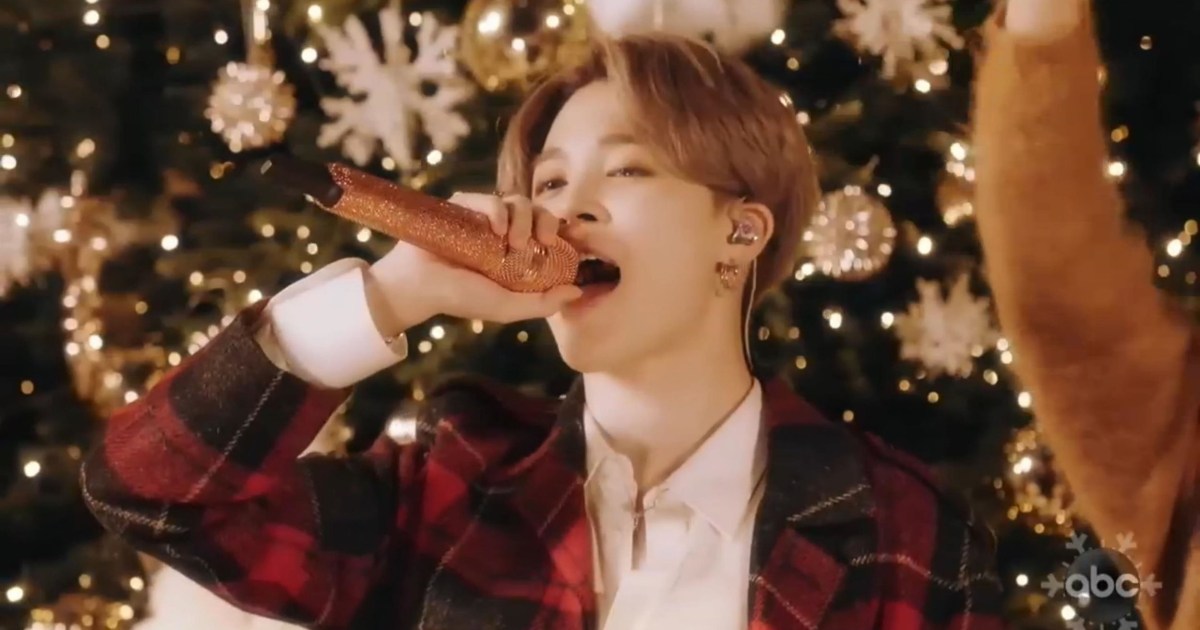 Jimin from BTS singing his holiday song christmas love