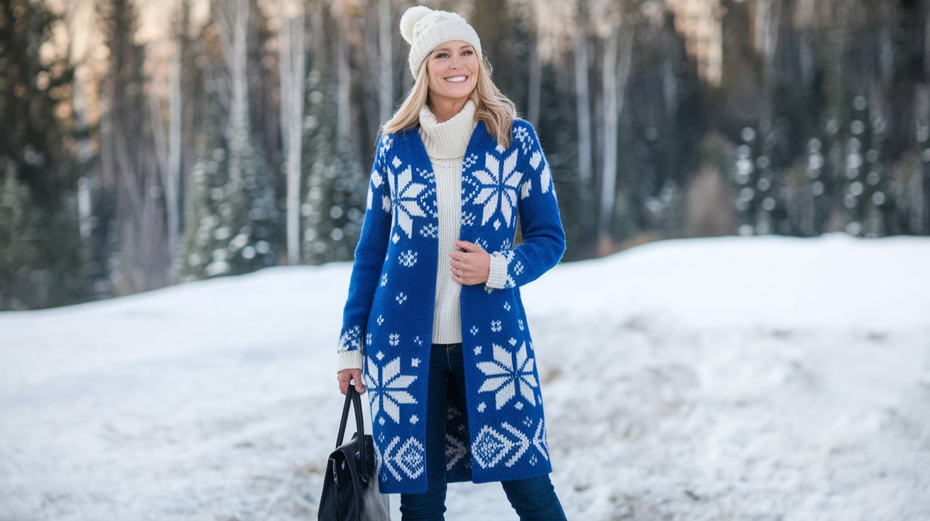 sundance lambswool snowflake long sweater coat​