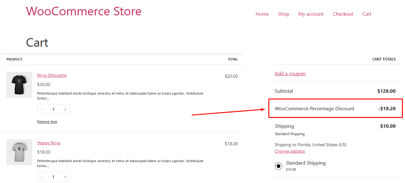 WooCommerce percentage discount using codes