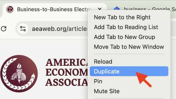 duplicating tabs in google chrome