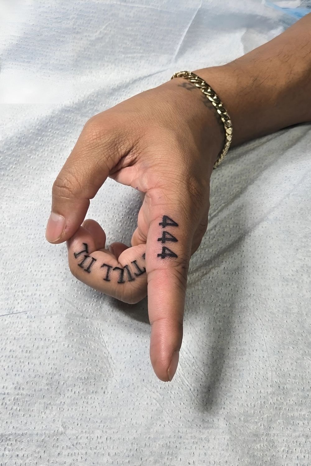 444 Finger Tattoo
