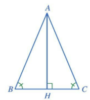 BÀI 7: TAM GIÁC CÂNKhởi độngCâu hỏi: Hai thanh giằng của cầu Long Biên bắc qua sông Hồng ở Thủ đô Hà Nội (hình 68) gợi nên hình ảnh tam giác ABC có sự đối xứng và cân bằng. Tam giác ABC như vậy gọi là tam giác gì?Đáp án chuẩn:Tam giác cân.I. Định nghĩaBài 1: Trong hình 69, hai cạnh AB và AC của tam giác ABC có bằng nhau hay không?Đáp án chuẩn:AB = AC.II. Tính chấtBài 1: Cho tam giác ABC cân tại A, tia phân giác của góc A cắt cạnh BC tại D (hình 72)a. Hai tam giác ABD và ACD có bằng nhau hay không? Vì sao?b. Hai góc B và C có bằng nhau hay không? Vì sao?Đáp án chuẩn:a) ΔABD =ΔACDb) B=C.III. Dấu hiệu nhận biếtBài 1: Cho tam giác ABC thỏa mãn B=C. Kẻ AH vuông góc với BC, H thuộc BC (hình 74)a. Hai tam giác BAH và CAH có bằng nhau hay không? Vì sao?b. Hai cạnh AB và AC có bằng nhau hay không? Vì sao?Đáp án chuẩn:a) ΔAHB=ΔAHC b) Bằng nhauBài 2: Cho tam giác ABC cân tại A. Qua điểm M nằm giữa A và B kẻ đường thẳng song song với BC cắt AC tại N. Chứng minh tam giác AMN cân.Đáp án chuẩn:Δ AMN cân tại A.IV. Vẽ tam giác cânV. Bài tập