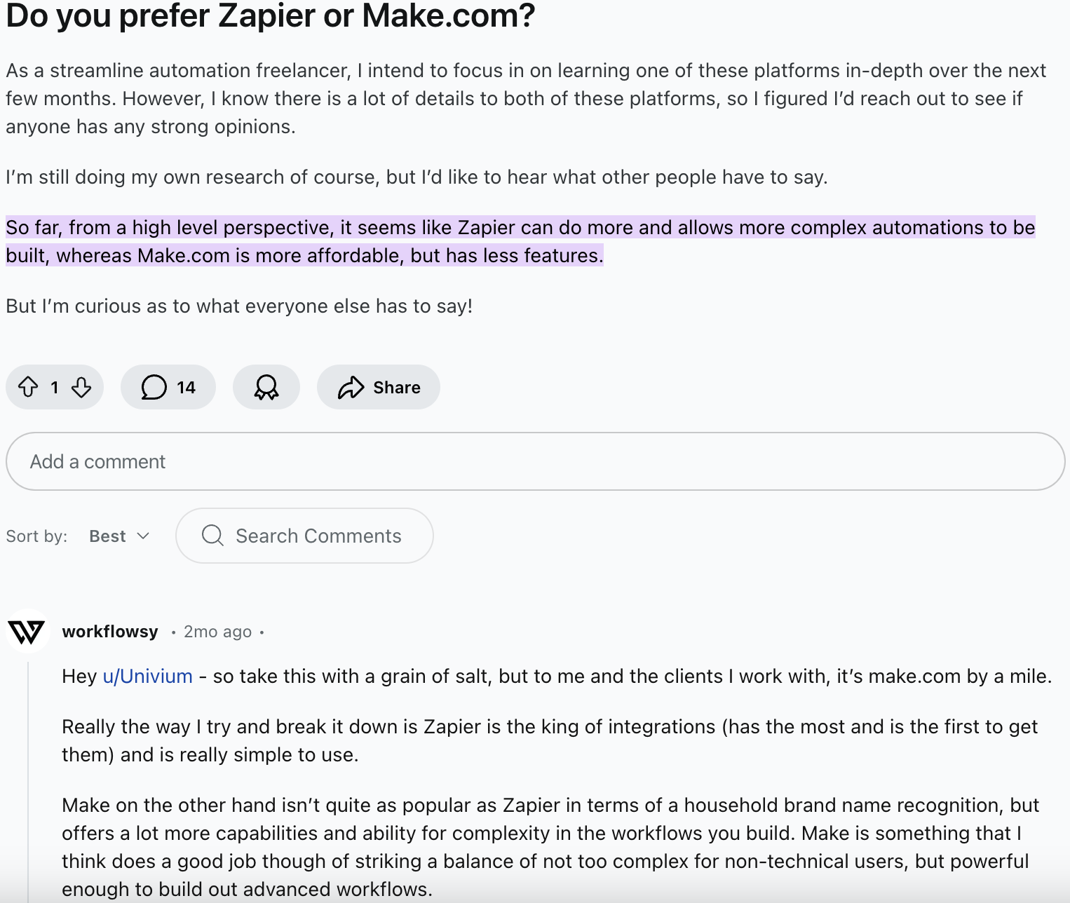 Zapier-reddit-review