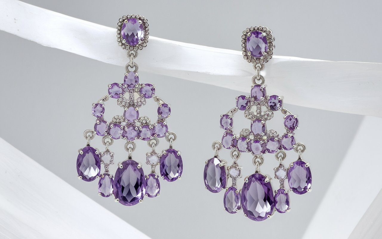 Banana Republic Sterling Silver Amethyst Chandelier Drop Earrings