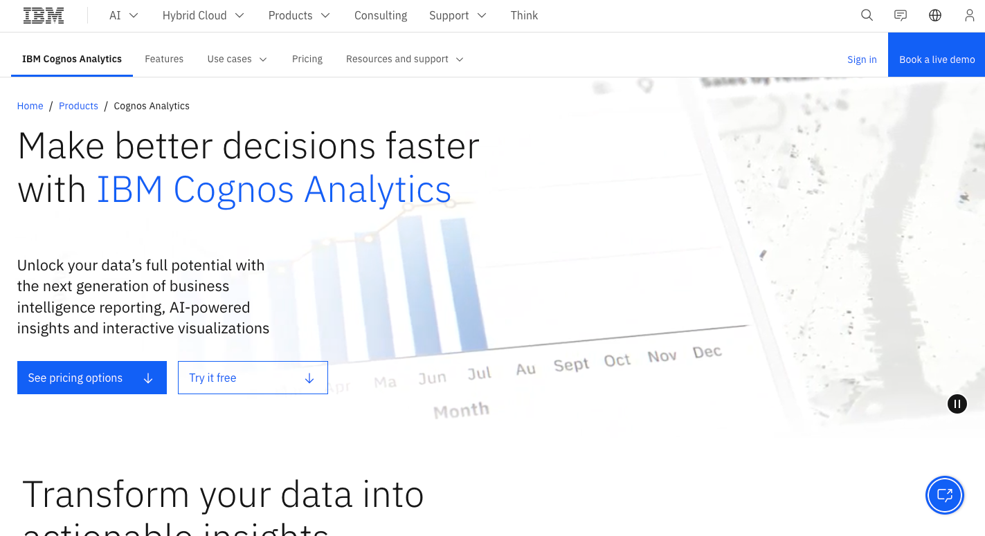 IBM Cognos, a well-known business intelligence software in United States, United Kingdom and Canada.