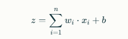 Image showcasing formula of calculating weighted sum of inputs