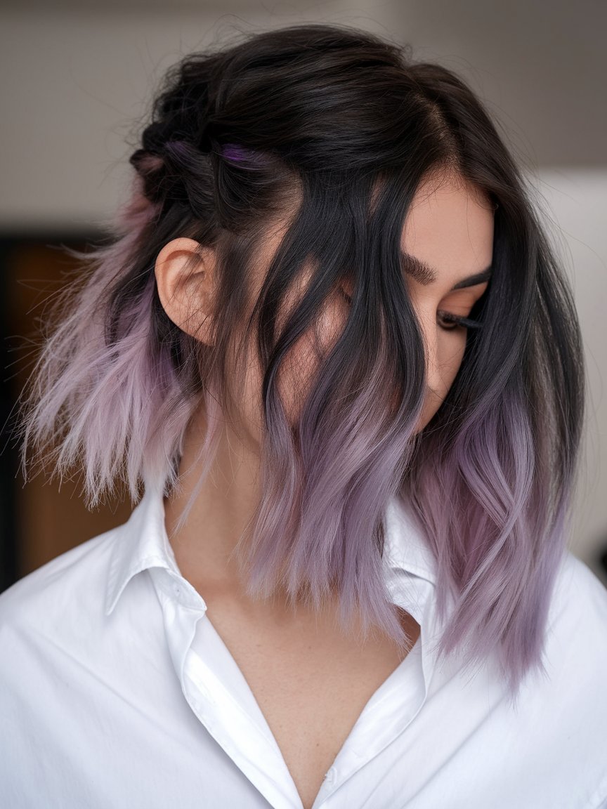 51. Black to Purple Ombre Bob