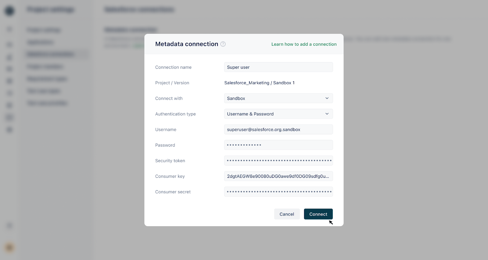 Step 2. Salesforce Metadata Connection and Sync