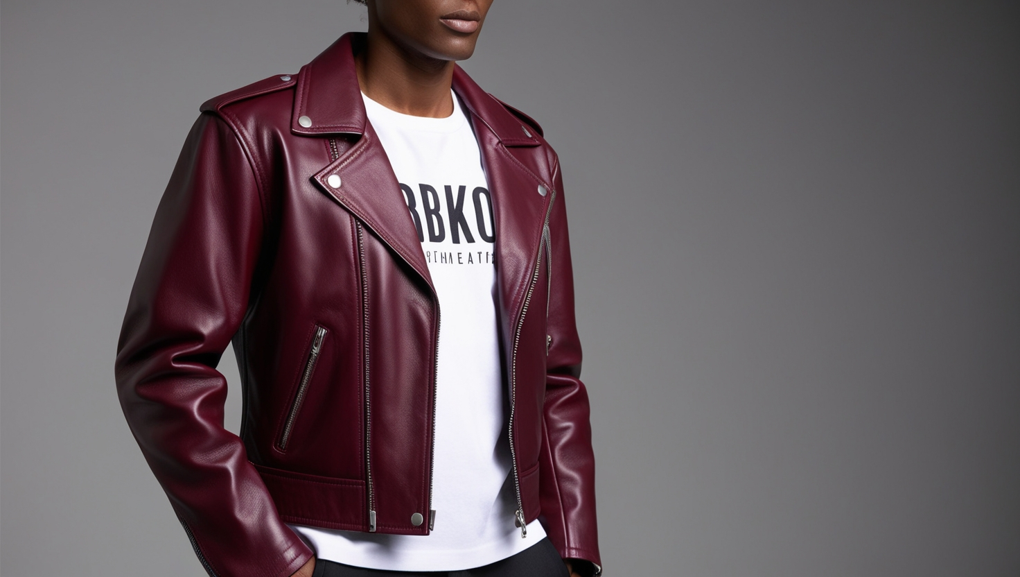 BB Dakota Burgundy Short Leather Jacket