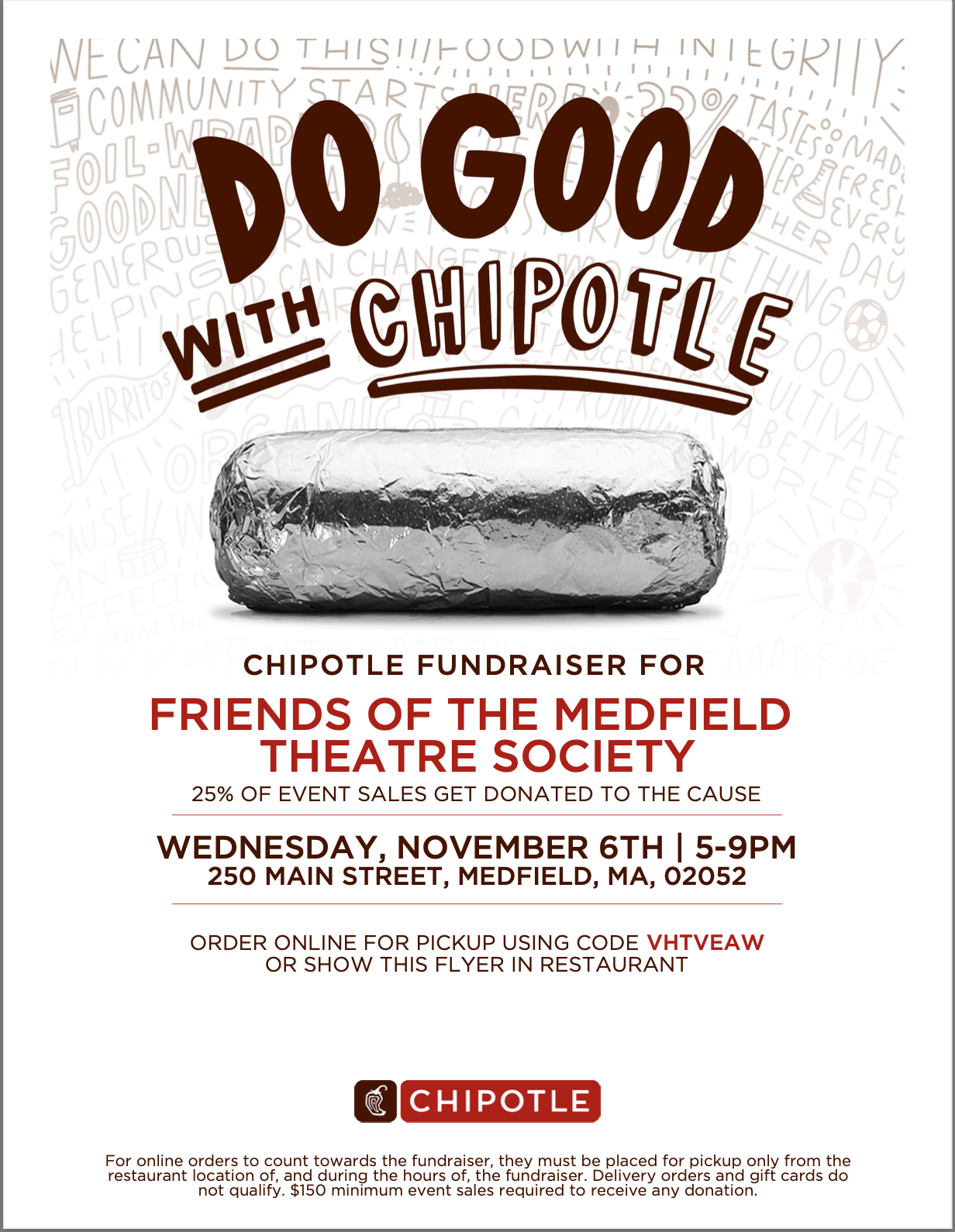 A poster for a chipotle event

Description automatically generated