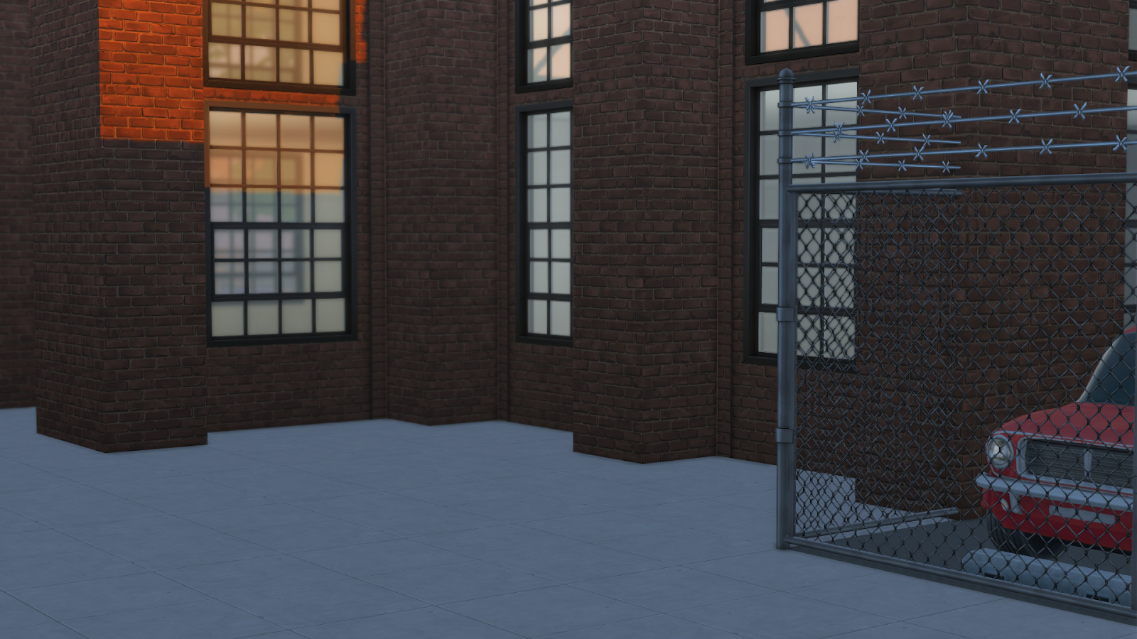 Metal grid windows on factory
