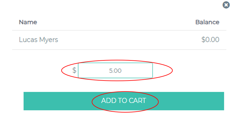 screen shot with $5 and add to cart circled in red