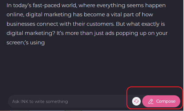 Compose button of INK AI Writer