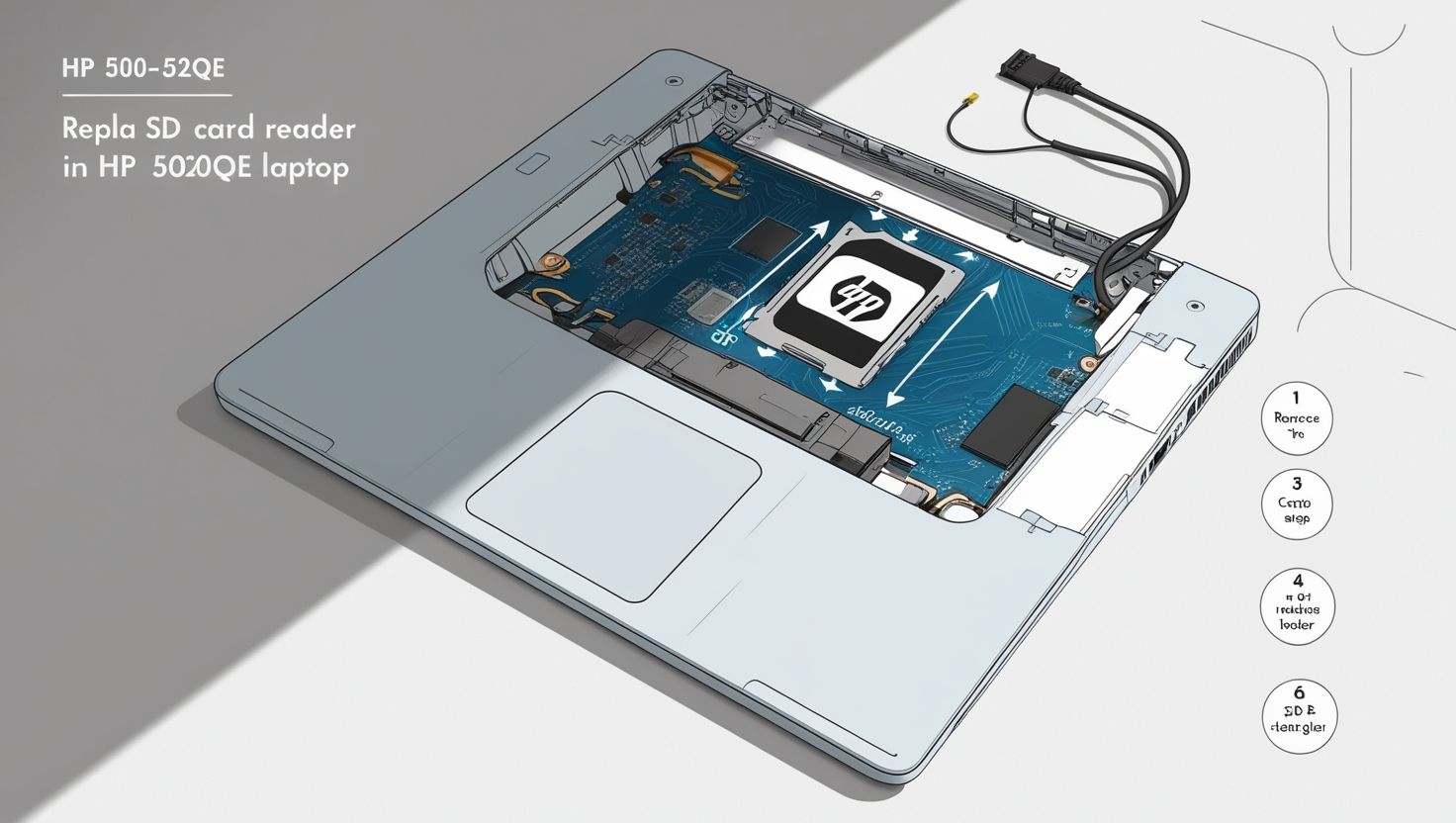 replace sd card reader in hp 500 520qe not working​