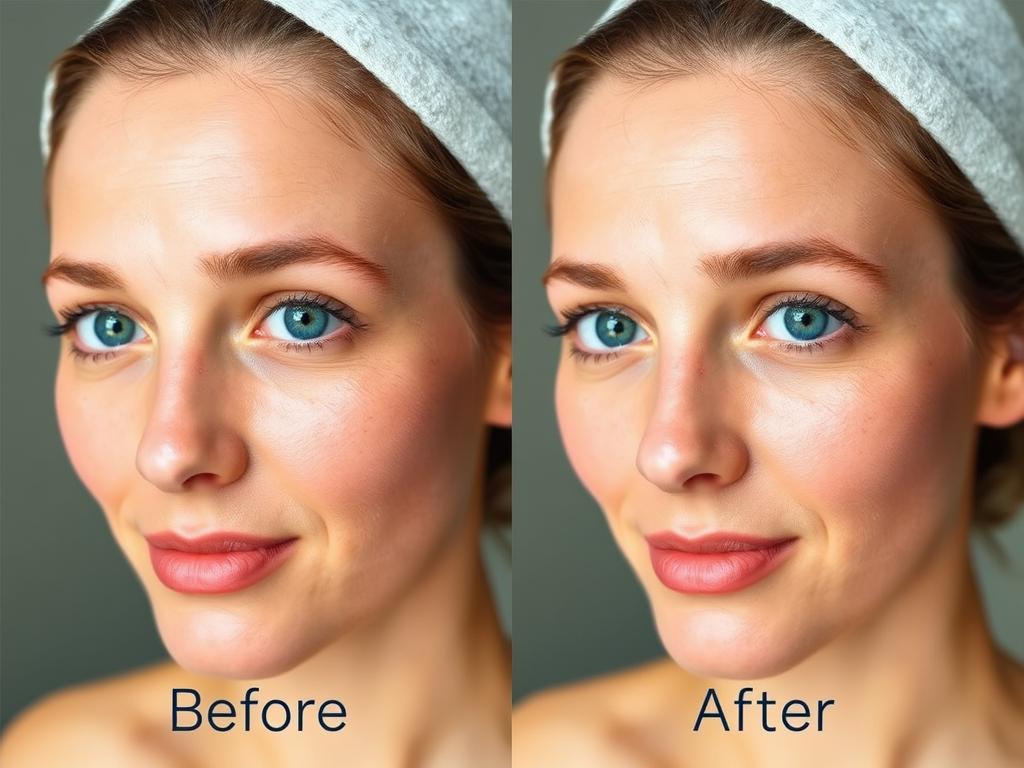 Before and after showing skin tone improvement with aloe vera