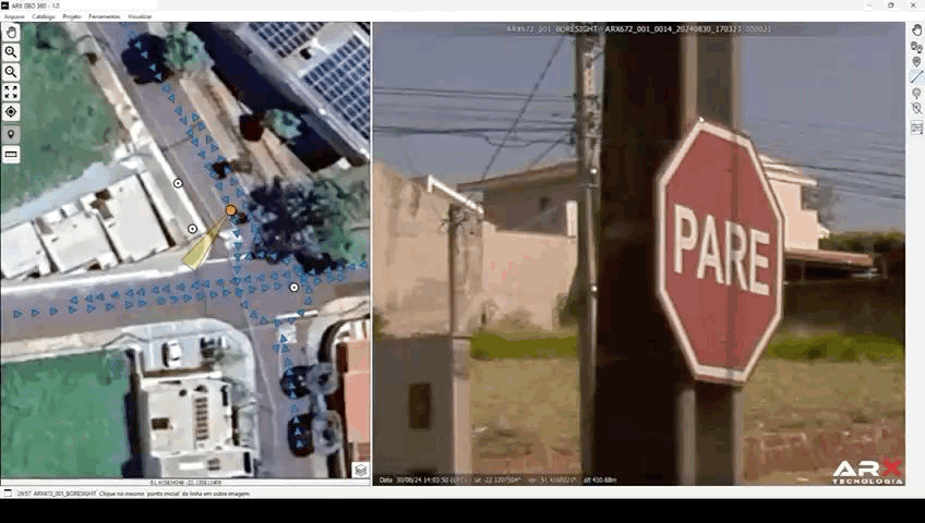 Centimeter-accurate measurement of a traffic sign using ARX Geo360 software