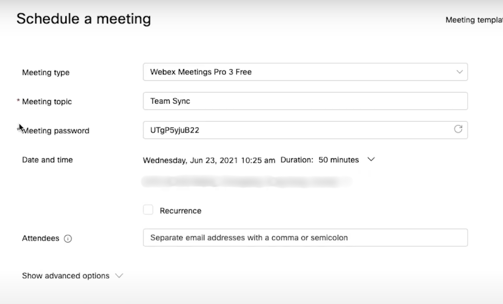 Schedule Webex meetings