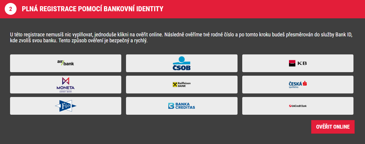 SYNOTtip: Registrace pomocí bankovní identity