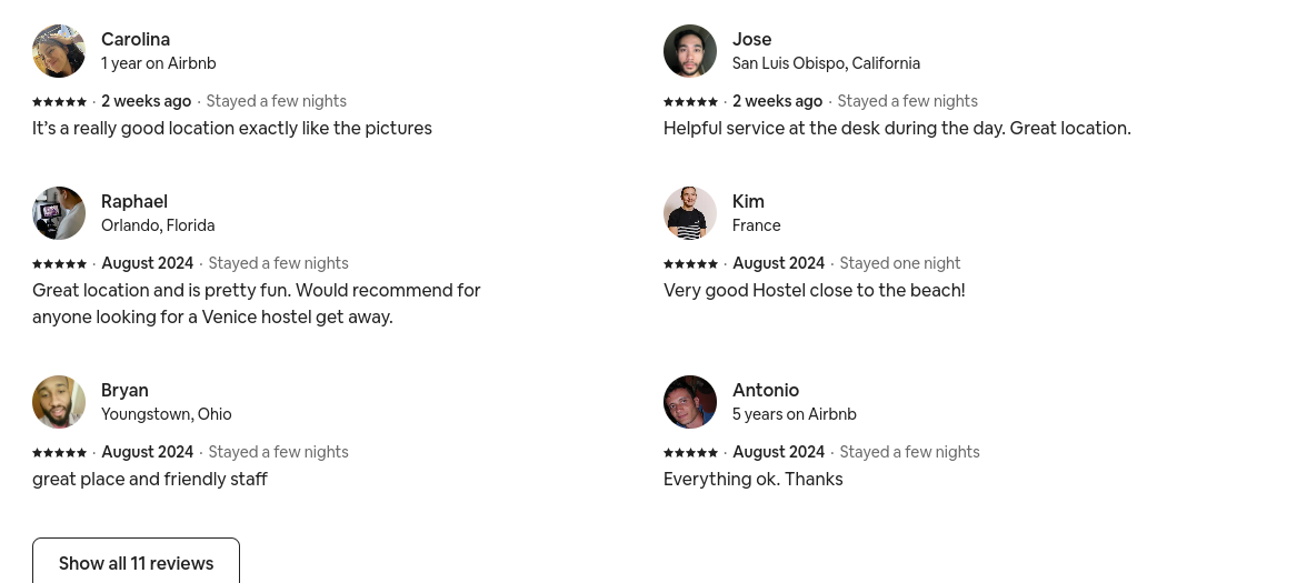 Airbnb reviews