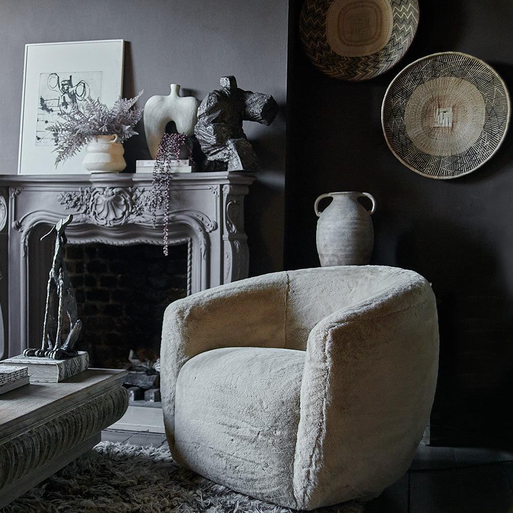 Heidi Faux Fur Armchair in Light Brown | Abigail Ahern