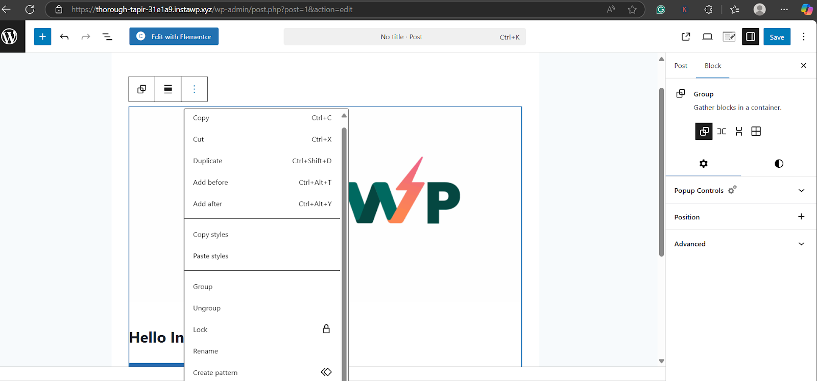 WordPress block patterns