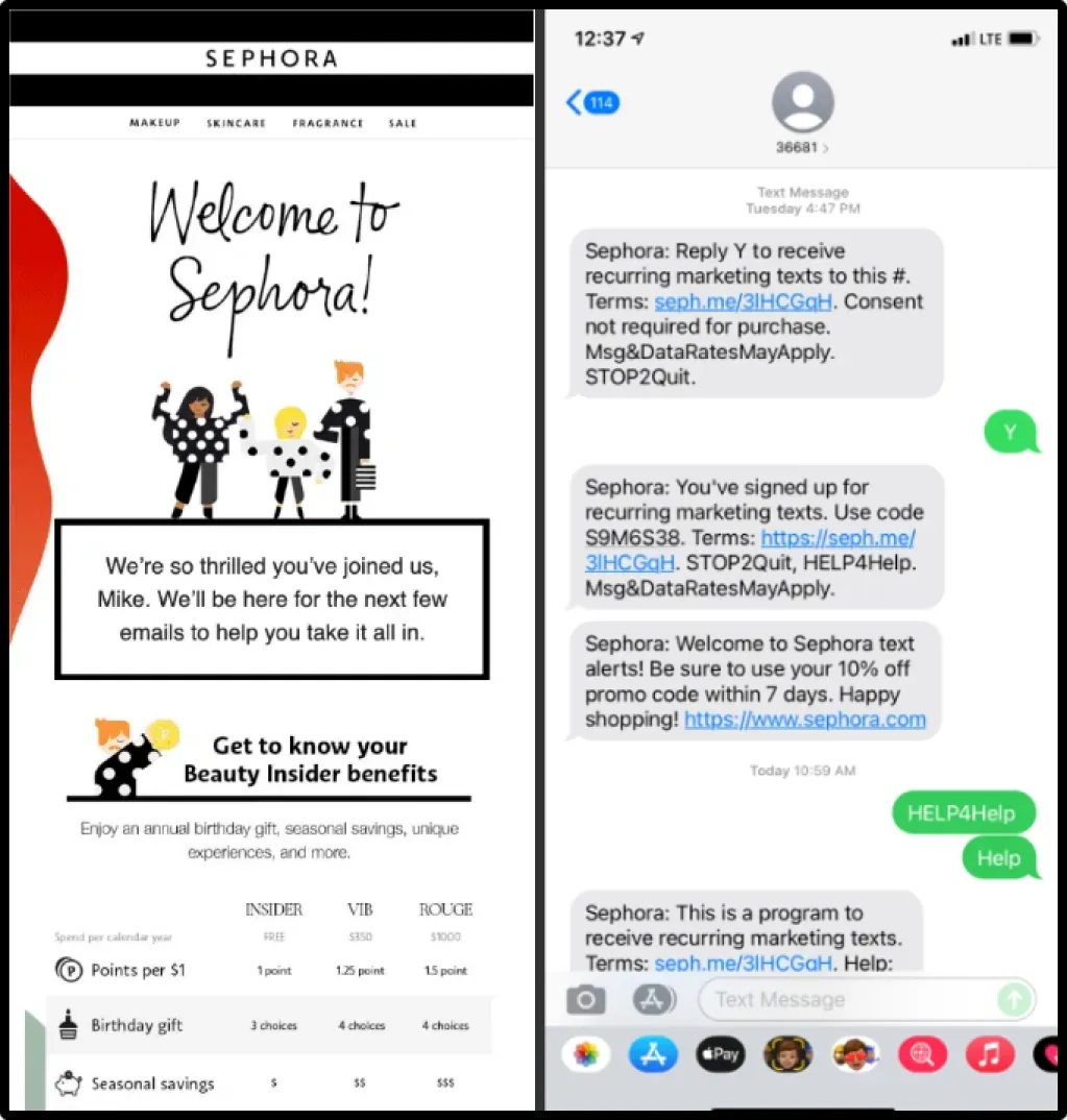 Sephora's SMS campaigns are built to offer tailored beauty tips and deals that boost engagement.