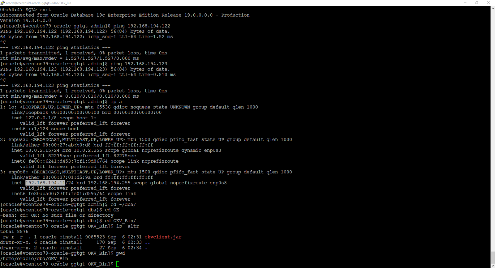 oracle@vcentos79-oracle-ggtgt:~/dba/OKV_Bin