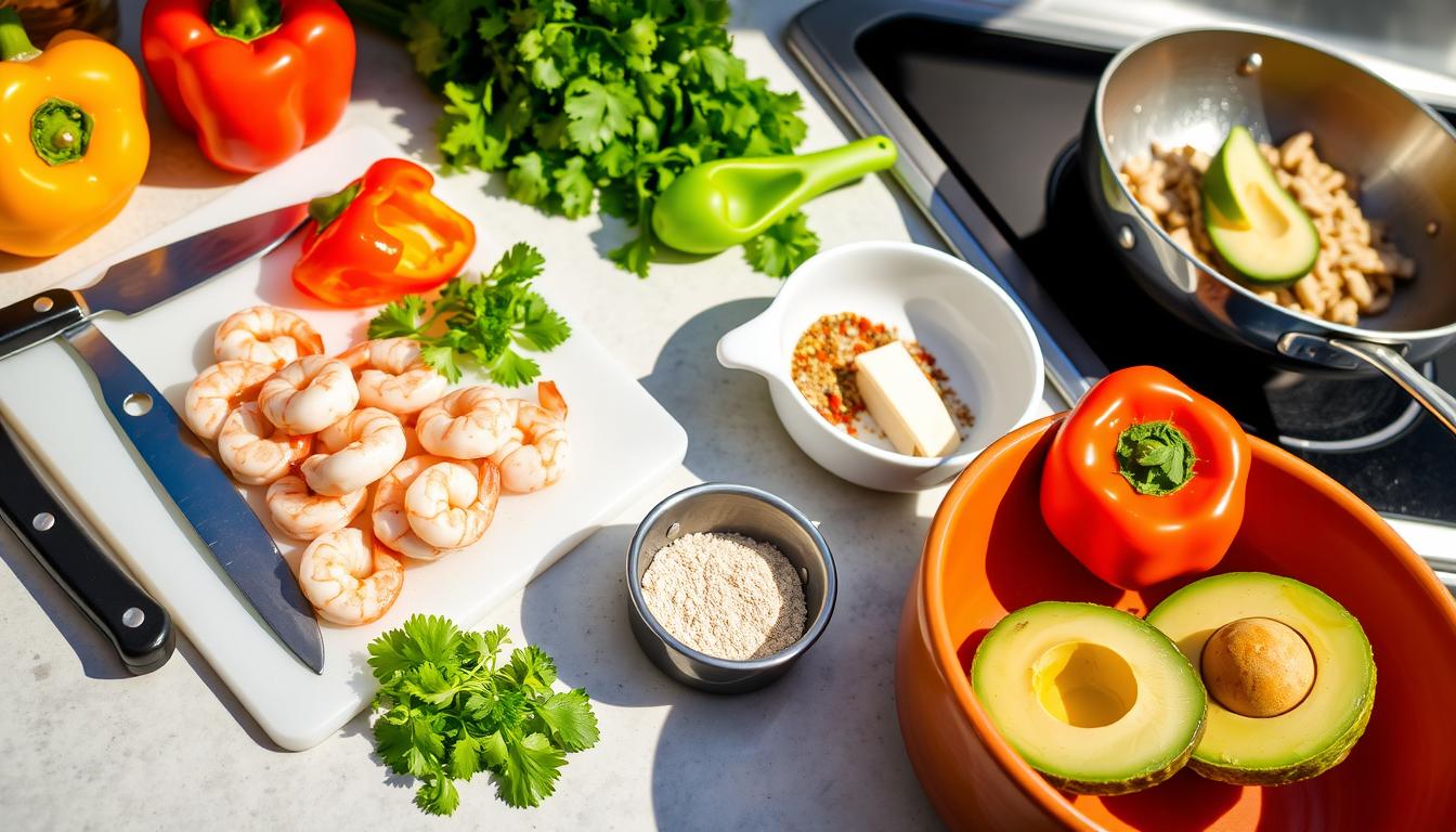 kitchen tools for shrimp taco bowl