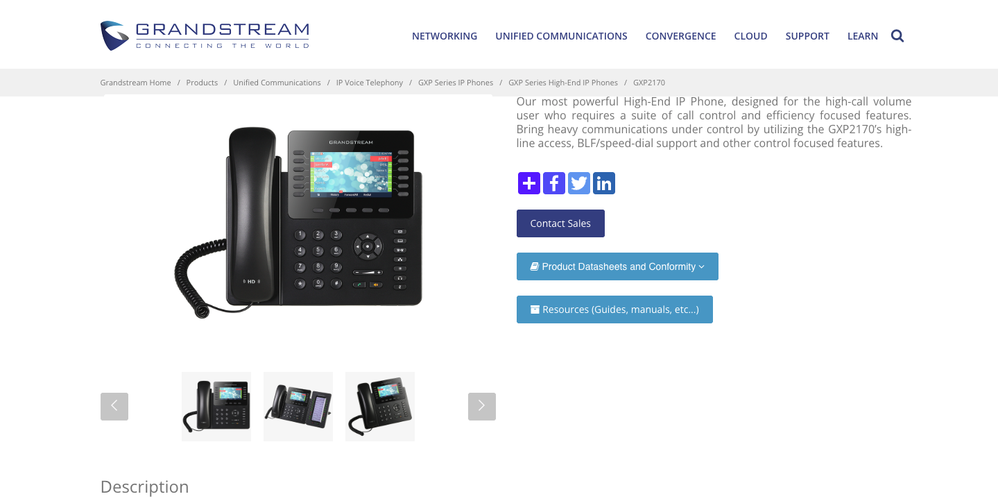 Screenshot of Grandstream GXP2170 - Best VoIP hardware for customer service teams & call center.