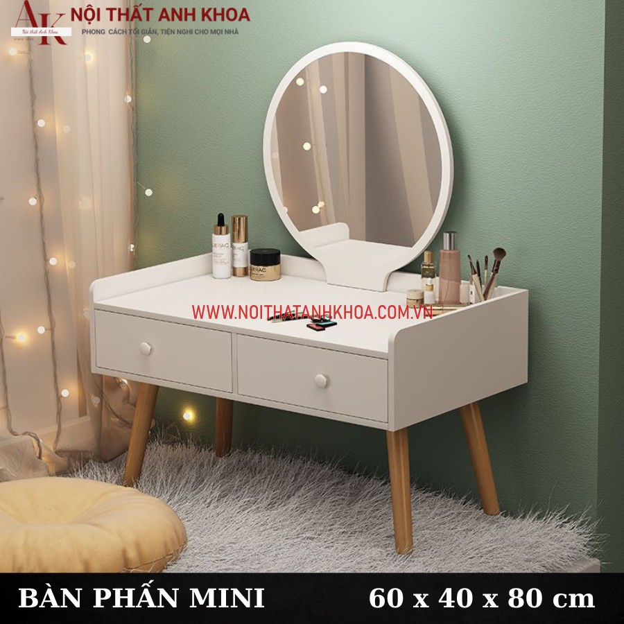 Bàn trang điểm mini màu trắng gỗ công nghiệp MDF